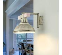Wandleuchte Metallo Legno E27 Rustico Bianco Shabby Interno Parete Illuminazione