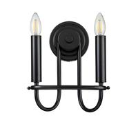 Wandleuchte Metallo Nero H:27 CM 2-flammig E14 Moderno Parete Corridoio Scale