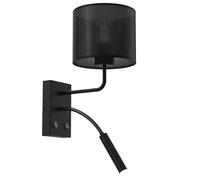 Wandleuchte Metallo Plastica Nero Corridoio Leggere Interruttore E27 Loft Parete