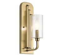 Wandleuchte Metallo Vetro E14 35,5 CM Alto IN Ottone Stile Liberty Lampada Wand