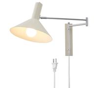 Wandleuchte mit Schwenkarm, Steckerkabel, Leselampe, Wandmontage, moderne Beleuchtungsvorrichtung aus der Mitte des Jahrhunderts, weiß, Chrom, lange Wandlampe mit verstellbarem Arm für Schlafzimmer, N