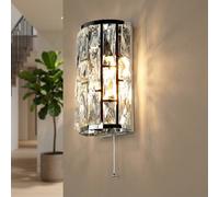 Wandleuchte Parete Interruttore H:27 CM Piccolo Cristallo 2x E14 Art. Deco Fino