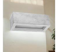 Wandleuchte Up Down B:30 CM Angolare Calcestruzzo Vetro E27 Grigio Parete Innen