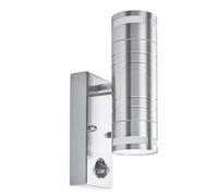 Wandleuchte Up Down Esterno con Sensore di Movimento Acciaio IP44 H:22 CM GU10