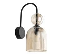 Wandleuchte Vetro Metallo Nero E14 Cognac di Alta Qualità Elegante B:13 CM