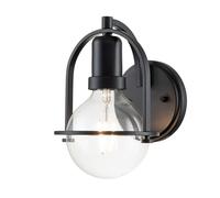Wandleuchte Vintage Design Metallo Vetro E27 H:23,3 CM Nero Wand Lampada Dentro