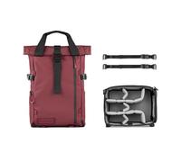 WANDRD PRVKE Zaino: borsa da viaggio e fotocamera per creatori, con zip, tasca o accesso rolltop - solo borsa o bundle, Borgogna Rodano, 21L (Photography Bundle), Rolltop
