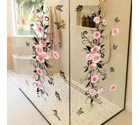 WandSticker4U®- [2 set] Adesivi murali FIORI neri grandi I Adesivi parete piante rampicante fiori rosa rose natura I Decorazioni parete soggiorno camera da letto cameretta bagno cucina corridoio XXL