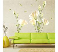 WandSticker4U®- Adesivi murali FIORI CALLA bianchi/gialli (135x97 cm) I Adesivi parete fiori piante foglie natura I Decorazioni parete soggiorno camera da letto cucina bagno corridoio cameretta