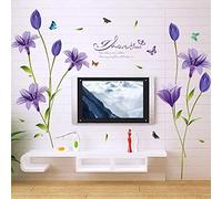 WandSticker4U®- Adesivi murali FIORI di CALLA lilla/viola grande (160x85 cm) I Adesivi parete fiori piante foglie natura farfalle I Decorazioni parete soggiorno camera da letto cucina bagno corridoio