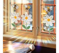 WandSticker4U - Fensterbilder Kinder Blumen & Beenen selbstklebend olografico, I Prisma Fensteraufkleber Blumen Kinder I Fenstersticker Kinder Tiere Bee Blume Suncatcher Sticker Blumen
