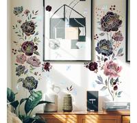 WandSticker4U®- [Vintage] Elegante adesivi murali fiori PEONIA blu/viola/oro grandi I Adesivi parete fiori giganti piante foglie natura I Decorazioni parete soggiorno camera da letto cucina mobili