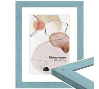 WANDStyle cornice foto legno 15x21 cm, cornici A5 da parete, cornice rustico 21x15 cm, portafoto da parete A5, cornici foto blu per appendere e posizionare, Photo Frame H750 - Made in Germany
