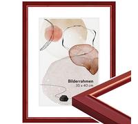 WANDStyle Cornice per foto rosso DIN A4 21x29,7 cm in legno in stile casa di campagna da appendere, cornice per poster Made in Germany, ideale per certificato - H340