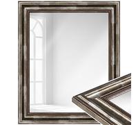 WANDStyle specchio da parete rettangolare, specchiera bagno 50x60 cm, specchiera argento in legno, specchio da terra con cornice antico, Vintage Mirror 60x50 cm, H550 - Made in Germany
