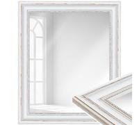 WANDStyle specchio da parete rettangolare, specchiera bagno 50x70 cm, specchiera bianco in legno, specchio da terra con cornice antico, Vintage Mirror 70x50 cm, H550 - Made in Germany