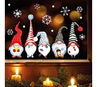 Wandtattoo Loft Immagini per finestre di Natale con 5 gnomi e fiocchi di neve - Riutilizzabili - A4 Fogli 38 adesivi - Decorazione natalizia per finestra della cameretta dei bambini - Immagini di