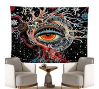 Wandteppich mit bösem Blick | Lebendiger Boho-Wandteppich für Schlafzimmer und Wohnzimmer | Ästhetische Wanddecke mit bösem Blick als Poster für Wohnheim, Wohnung, Yogaraum, Meditationsecke, Heimdekor