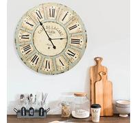 AX Orologio Parete ø60cm Design Retrò Ampio Quadrante MDF Stile Vintage 325183