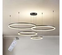 Wandun Moderna lampada a sospensione a LED, 3 anelli collezione di vernice oro, applique a sospensione a luce regolabile Lampadario a soffitto moderno, dimmerabile con telecomando 3000K-6000K - 68W (