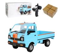 WANENGEDIY Mini camion RC, WPL D14 scala 1/10 2.4G 4WD mini camion telecomando con 8 micro scatole di cartone e 2 batterie, tutti i terreni RC fuoristrada pick-up auto per adulti regali giovani