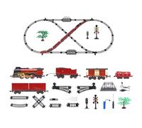 WANENGEDIY Set di treni elettrici per adulti, stile vintage, con treno elettrico natalizio, con luce, vapore e fumo, locomotiva a vapore ovale con carrozza per decorazioni natalizie