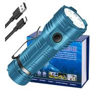 WANENK Torcia a LED estremamente luminosa, ricaricabile, 50000 lumen, 8 modalità di illuminazione, 8 LED IPX68, impermeabile, torcia tattica con batteria da 5000 mAh, per le emergenze all'aperto, il