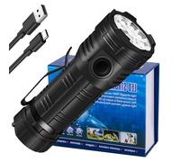 WANENK Torcia LED estremamente luminosa, ricaricabile, torcia LED 50000 lumen, 8 modalità di illuminazione, 8 LED IPX68, impermeabile, torcia tattica con batteria da 5000 mAh, per le emergenze