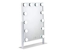 Waneway Hollywood specchio trucco illuminato con lampadine LED dimmerabili e design touch-control, Specchio cosmetico luminoso per il trucco da tavolo con luci LED, bianca