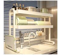 WANFANK Scaffale da cucina sopra il lavello, organizer for asciugare i piatti con design di drenaggio e portautensili, scolapiatti salvaspazio da appoggio(86cm)