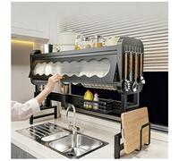 WANFANK Scolapiatti Sopra Lavello Con Contenitore 67-107cm, Organizer Cucina In Acciaio Con Scarico E Barre Protettive, Struttura Stabile, Più Dimensioni(77cm)