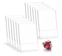 Wanfoou 12 Pezzi Espositore da Tavolo in Plastica Trasparente A6 Espositore per Poster,Espositore Plexiglass Supporto per Poster in Acrilico per Poster, Portalistino,Bancone Negozio, Porta Prezzi