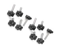 WANG TII DOO 10 Pezzi Di Manopole A Stella M6 304 in Acciaio Inossidabile Con Perno Filettato, Manopole A Stella in Plastica, Vite Per Attrezzature Industriali, Macchinari E Uso Domestico,M6x10mm
