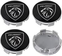 WANGAIDCE Confezione da 4 Coprimozzi per Peugeot 108 208 2008 308 3008 3008 508 5008 60mm, Coprimozzi Ruota, Copricerchi, Coprimozzi, Coprimozzi Ruota ABS, Coprimozzo Ruota, Nero