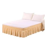 WANGBINGXING Vestiletto Singolo Tessuto for Gonna da Letto Avvolgente in Tinta Unita, 1 Pezzo, 15 Pollici Gonna da Letto Matrimoniale(Beige,King 198x203cmx38cm)