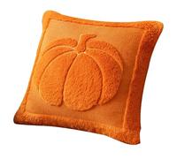 WANGCAIER Rust Red Pumpkin Fall Throw Pillow Covers Cute Halloween Cases Fur Farmhouse Cushion Maple Leaf Harvest Holiday Accent Cases for Home Bedroom Living Room Couch Bed(1 Piece 45x45cm,Yellow)