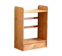 WANGCEPLSD Libreria da Scrivania a 2 Ripiani, Organizer in Bambù per la Parte Superiore Della, con Cassetto Portaoggetti, Altezza Del Ripiano Regolabile(Beige,50cm/20in)