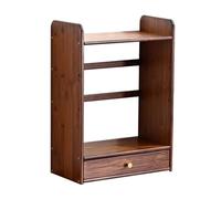 WANGCEPLSD Libreria da Scrivania a 2 Ripiani, Organizer in Bambù per la Parte Superiore Della, con Cassetto Portaoggetti, Altezza Del Ripiano Regolabile(Brown,40cm/16in)