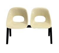 WANGCEPLSD Panca per Sala D'attesa a 2 Posti, Sedia da Reception per Ufficio con Struttura in Acciaio, Seduta in PP, per Atrio di Uffici, Parchi, Fermate Dell'autobus(Beige)