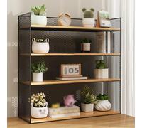 WANGCEPLSD Scaffale Scrivania in Acciaio Al Carbonio a 4 Livelli, Mensola Scrivania, per Ufficio, Dormitorio, Consegnata Come Unità Singola, Non Richiede Montaggio, Multifunzionale(Black,40cm/16in)