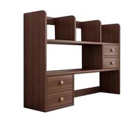 WANGCEPLSD Scaffale Scrivania per Dormitorio Universitario, Libreria Scrivania in Legno di Pino con 4 Cassetti, Spazio Aperto con Angoli Arrotondati, per Studio, Ufficio(Brown,113cm/44in)