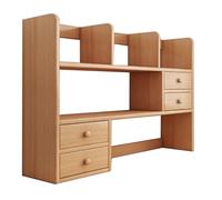 WANGCEPLSD Scaffale Scrivania per Dormitorio Universitario, Libreria Scrivania in Legno di Pino con 4 Cassetti, Spazio Aperto con Angoli Arrotondati, per Studio, Ufficio(Beige,113cm/44in)