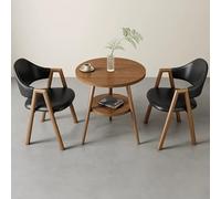 WANGCEPLSD Tavolo Rotondo da Pranzo a Doppio Strato, Rotondo Tavolo e Sedia Set per Trattative Commerciali, con 2 Sedie Imbottite in Similpelle, Ideale per Casa, Giardino e Ristorante(Black)