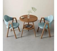 WANGCEPLSD Tavolo Rotondo da Pranzo a Doppio Strato, Rotondo Tavolo e Sedia Set per Trattative Commerciali, con 2 Sedie Imbottite in Similpelle, Ideale per Casa, Giardino e Ristorante(Blue)