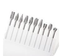 WANGCL 10PCS Rotary Burr Set di Carburo di Tungsteno Intaglio Strumento Solido Twist Drill Bit Testa di Rettifica per Strumenti Fai da Te Lavorazione del Legno Incisione, Foratura, Lucidatura Metallo