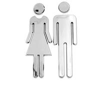 WANGCL 2 pezzi maschile e femminile WC cartello argento adesivo da donna WC autoadesivo per hotel, parcheggio, centro commerciale, ristorante, decorazione 12 cm