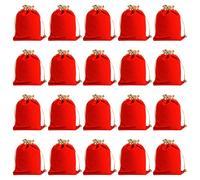WANGCL 20 sacchetti regalo in velluto dorato con coulisse per caramelle, per matrimoni, feste, compleanni, Natale, 10 x 15 cm (rosso)