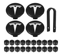WANGCL 25PCS Kit copriruota con 4 coprimozzo centrale 20 Lug Dado Cover 1 Estrattore Adatto per Modello 3 Modello Y Modello S X - Bianco T
