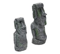 WANGCL 2Pcs Antica Isola di Pasqua Testa Statua Ritratto Acquario Pesce Serbatoio Ornamento Casa Desktop Decorazione Accessori