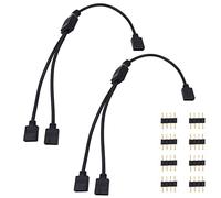 WANGCL 2PCS Striscia LED Splitter Cavo 4 Pin RGB Splitter 1 a 2 Porte Connettore Controller LED per RGB 5050 3528 2835 Striscia LED -Nero